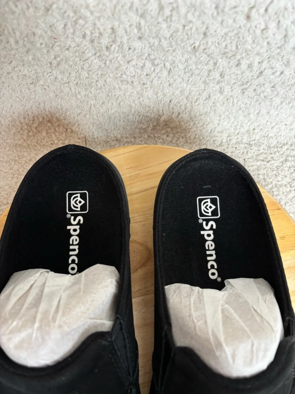 Spenco Siesta Slide Nubuck Mens 7.5D in Black Waco Shoe Company
